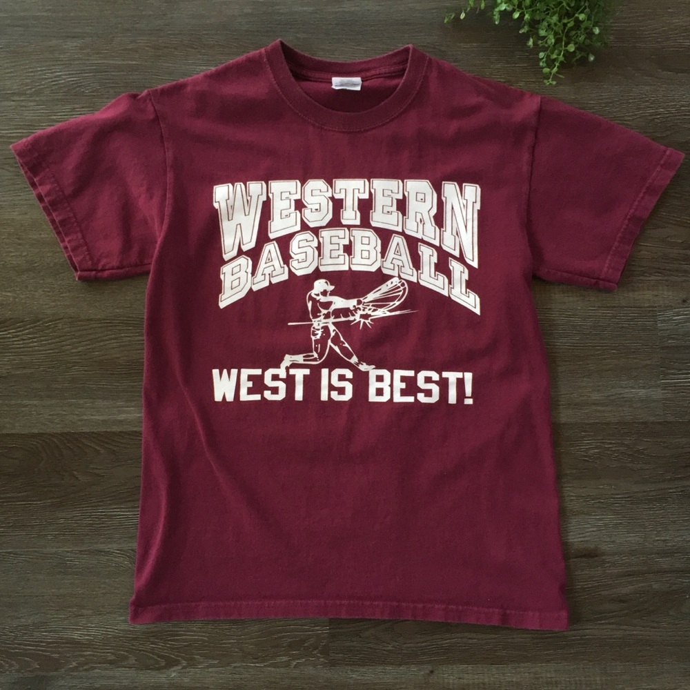 Vintage Baseball T-shirt Short Sleeve Maroon Adult Size S